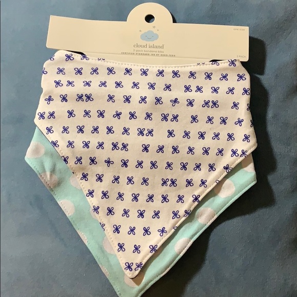 cloud island Other - 2-pack Bandana Bibs-one Size, Blue White